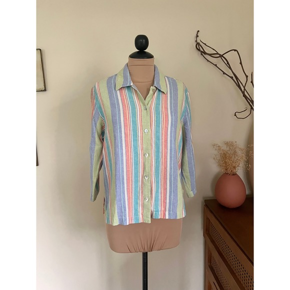 Coldwater Creek Tops - Vintage Coldwater Creek Striped Linen Top
